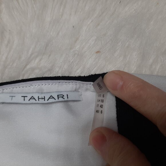 Tahari Women's White & Black, Fit & Flare Sleeveless Dress - US 6 - Picture 6 of 8